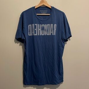 Radiohead Band Graphic Tee - Official W.A.S.T.E. (Large, Blue) Radiohead Bear